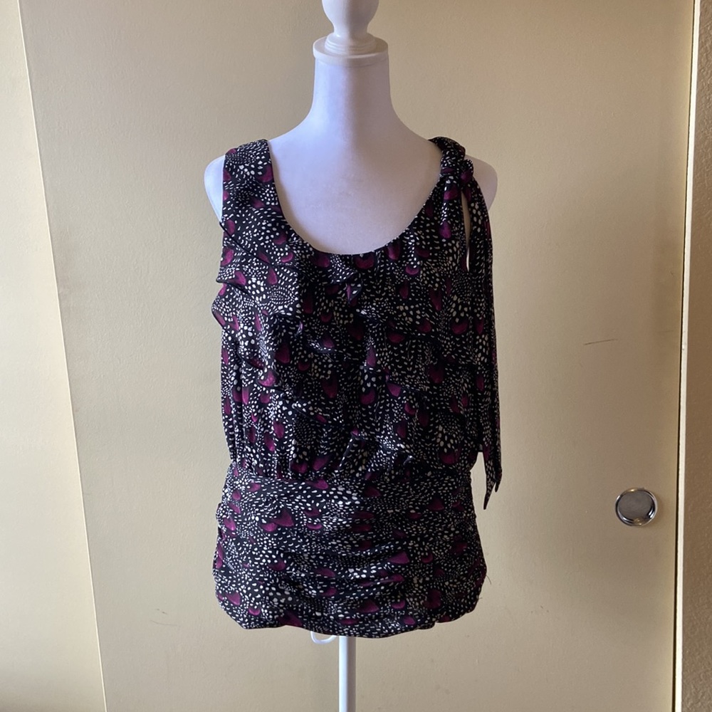 WHBM Black/Pink/White Dressy Tank - Size M